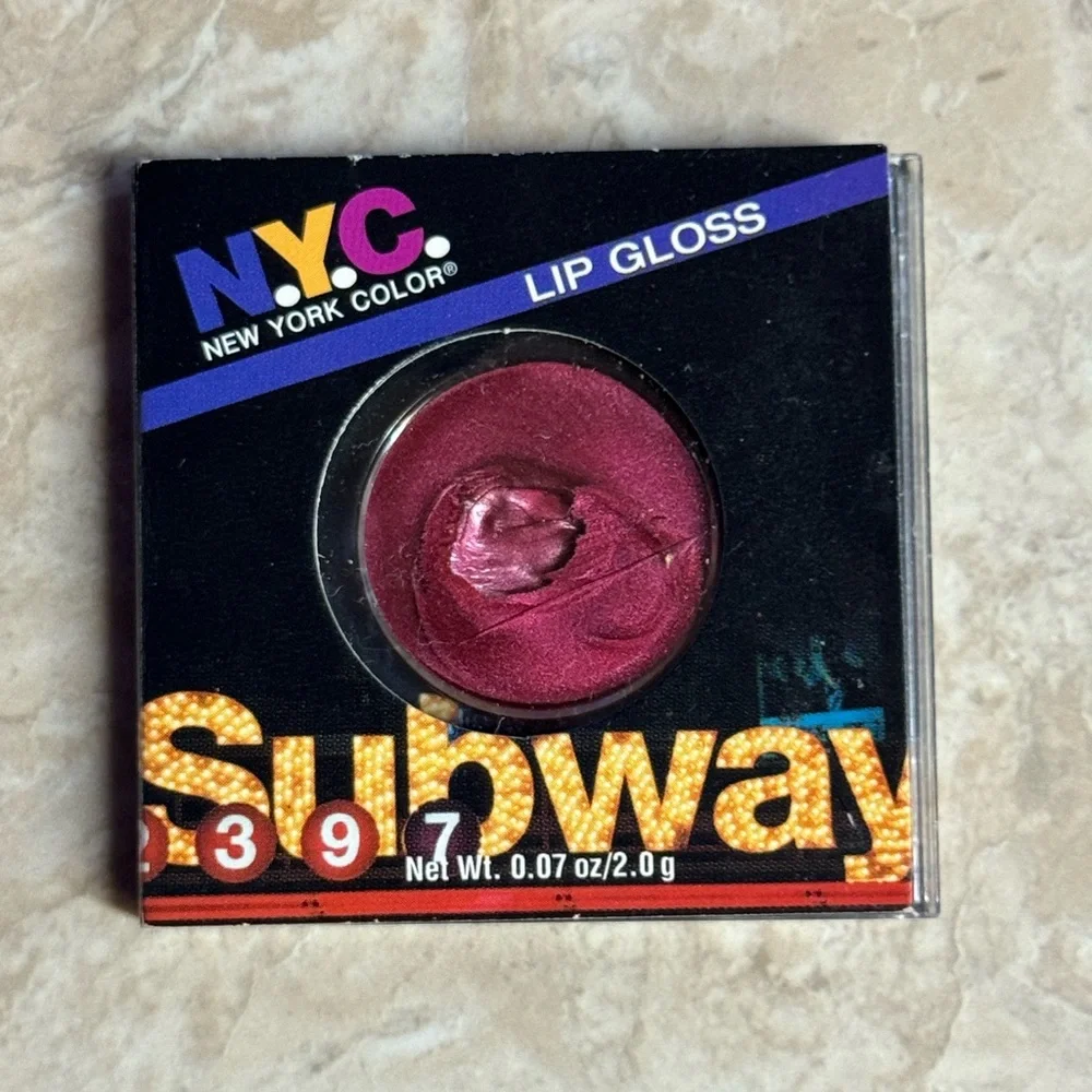 NYC New York Color Lip Gloss Subway Deep Plum Wine Red Shimmer New in Package